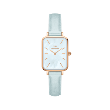 Daniel Wellington Quadro Blue Leather & Rose Gold Mother of Pearl Watch