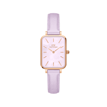 Daniel Wellington Quadro Purple Leather & Rose Gold Mother of Pearl Watch