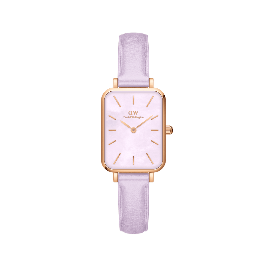 Daniel Wellington Quadro Purple Leather & Rose Gold Mother of Pearl Watch