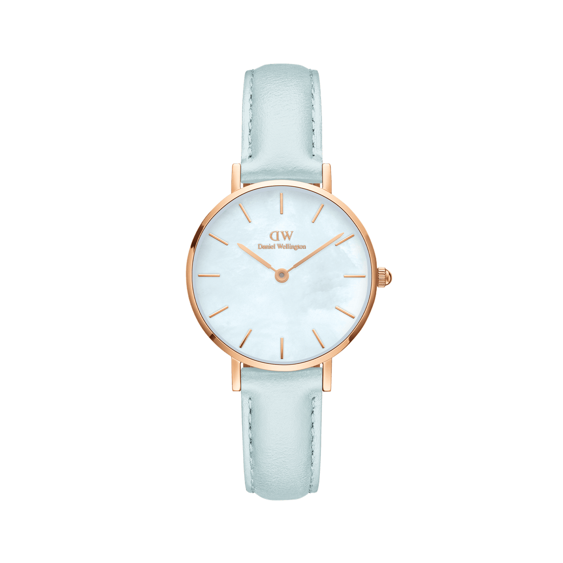 Daniel Wellington Petite 28 Blue Leather & Rose Gold Mother of Pearl Watch