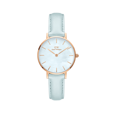 Daniel Wellington Petite 28 Blue Leather & Rose Gold Mother of Pearl Watch