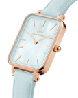 Daniel Wellington Quadro Blue Leather & Rose Gold Mother of Pearl Watch