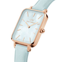 Daniel Wellington Quadro Blue Leather & Rose Gold Mother of Pearl Watch