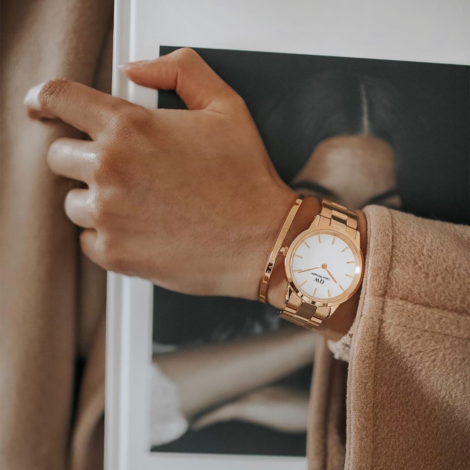 Daniel Wellington Iconic Link 36 Rose Gold &amp; White Watch