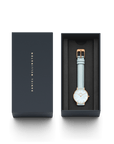 Daniel Wellington Petite 28 Blue Leather & Rose Gold Mother of Pearl Watch