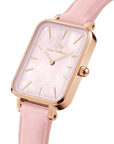 Daniel Wellington Quadro Pink Leather & Rose Gold Mother of Pearl Watch